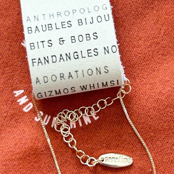 NEW Anthropologie Love Dog Tag Necklace 14K Gold Plated Adjustable Chain - Picture 7 of 8